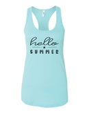 Hello Summer Ladies Racerback Tank Top