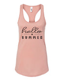 Hello Summer Ladies Racerback Tank Top