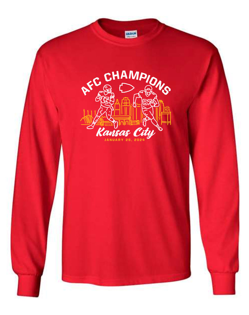 KC Chiefs Long Sleeve Tee - AFC Champs Line Design