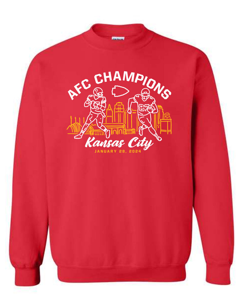 KC Chiefs Crewneck Sweatshirt - AFC Champs Line Design