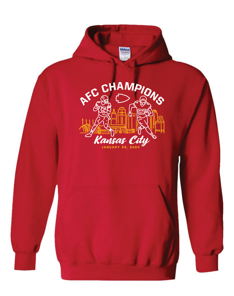 KC Chiefs Hooded Sweatshirt - AFC Champs Line Design