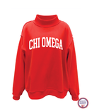 Chi Omega Reversible Mock Neck - Cardinal