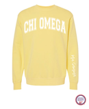 Chi Omega Vintage Wash Varsity Crew