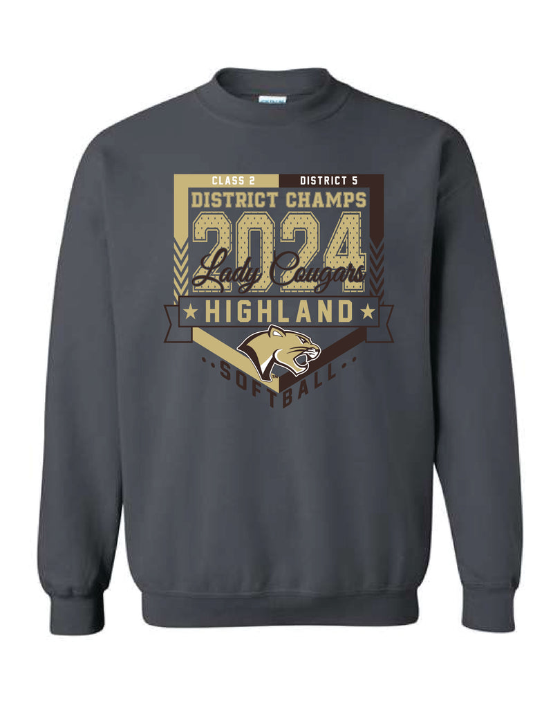 Highland Softball District Champs 2024 Crewneck Sweatshirt