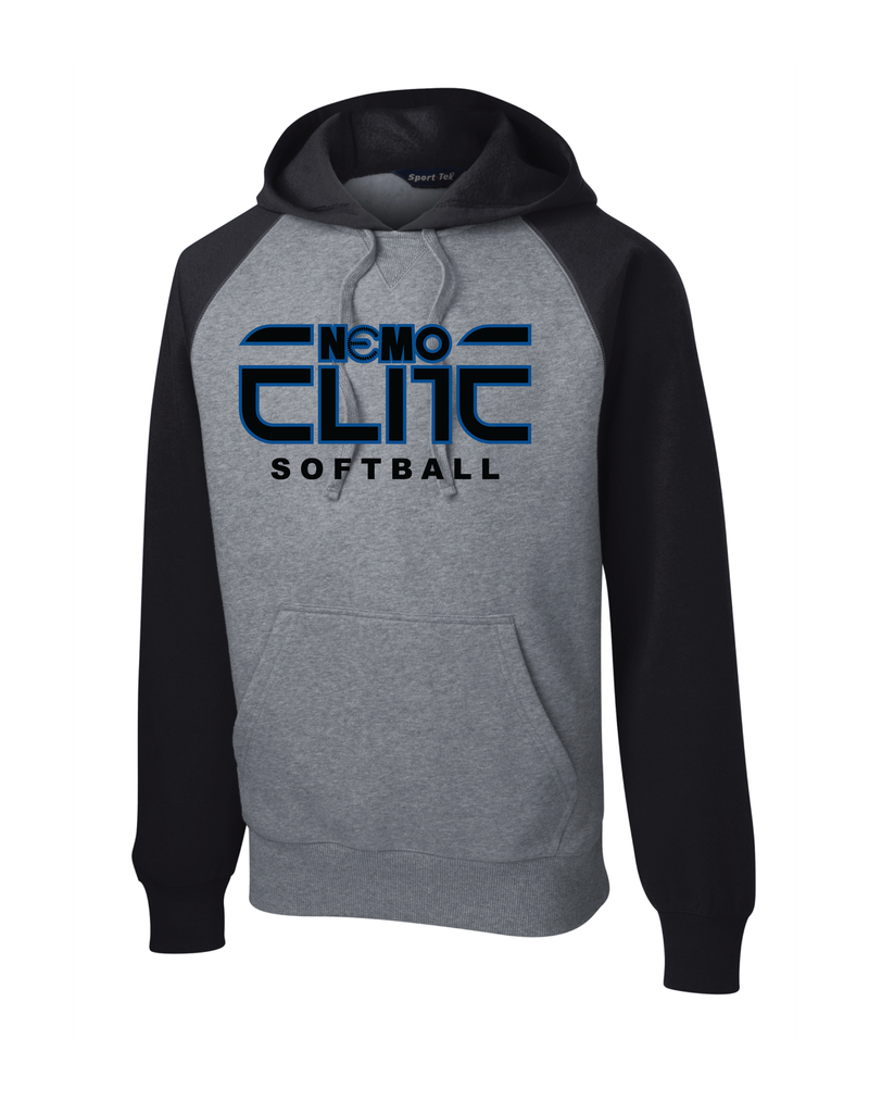NEMO Elite Softball 2025 Raglan Colorblock Hooded Sweatshirt