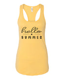 Hello Summer Ladies Racerback Tank Top